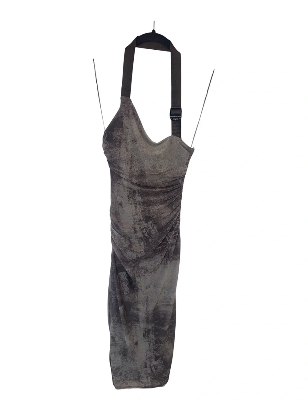 silence + noise Charcoal Halter Lace-Print Midi Dress